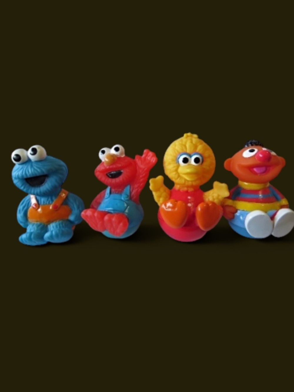 Vintage Elmo, Ernie, and Cookie Monster Sesame Street Big Bird roly-poly Wobble